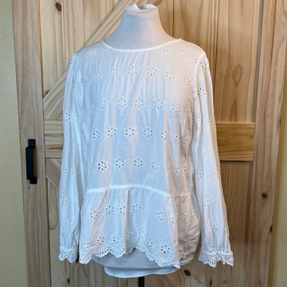 Madewell Lace Ruffle Boho Long Sleeve plus size XXL (~16w) Women's Top Blouse